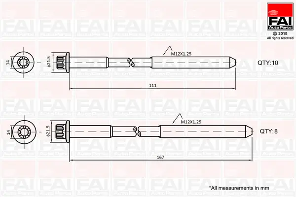 Zylinderkopfschraubensatz FAI AutoParts B2124