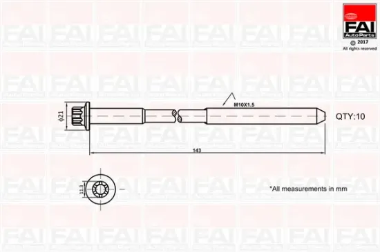 Zylinderkopfschraubensatz FAI AutoParts B489 Bild Zylinderkopfschraubensatz FAI AutoParts B489