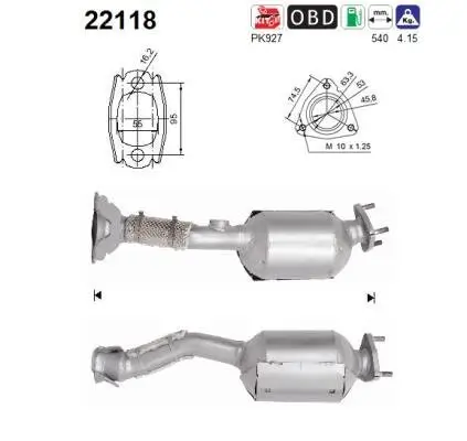 Katalysator hinten AS 22118