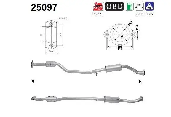 Katalysator hinten AS 25097