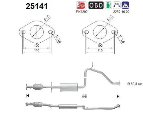 Katalysator hinten AS 25141