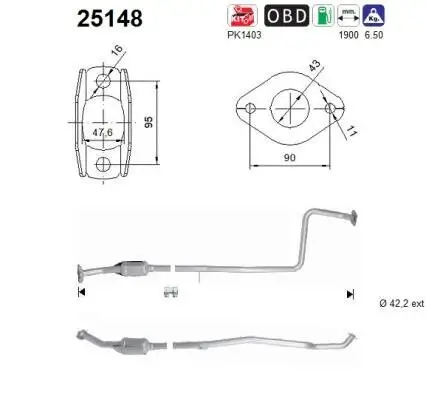 Katalysator hinten AS 25148