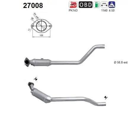 Katalysator links AS 27008