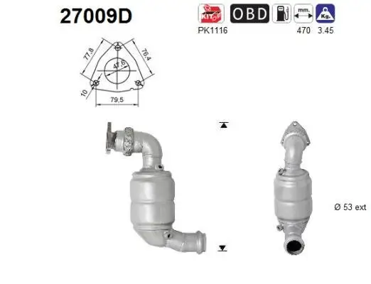 Katalysator rechts AS 27009D Bild Katalysator rechts AS 27009D