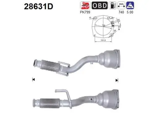 Katalysator hinten AS 28631D Bild Katalysator hinten AS 28631D