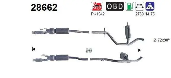 Katalysator hinten AS 28662