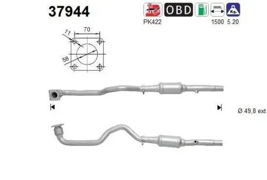 Katalysator hinten AS 37944 Bild Katalysator hinten AS 37944