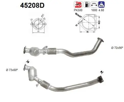 Katalysator vorne AS 45208D Bild Katalysator vorne AS 45208D
