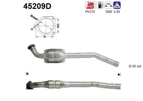 Katalysator hinten AS 45209D