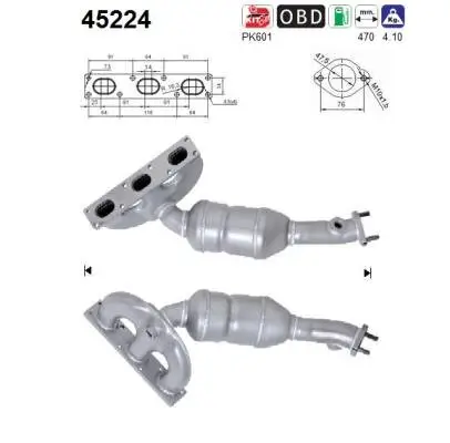 Katalysator hinten AS 45224