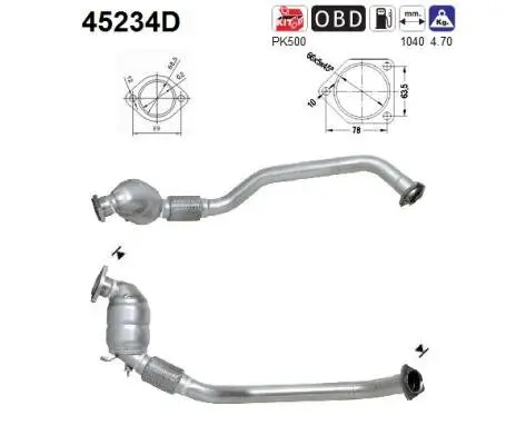 Katalysator vorne AS 45234D Bild Katalysator vorne AS 45234D