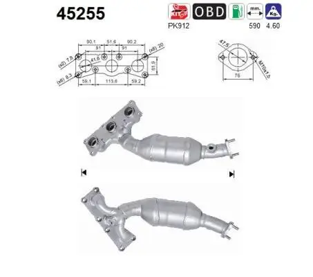 Katalysator hinten AS 45255