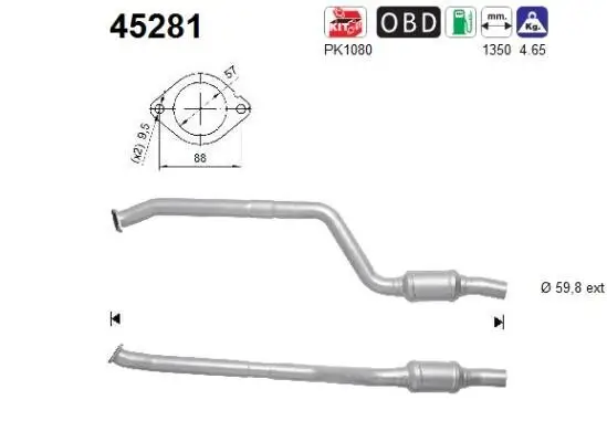 Katalysator hinten rechts AS 45281 Bild Katalysator hinten rechts AS 45281