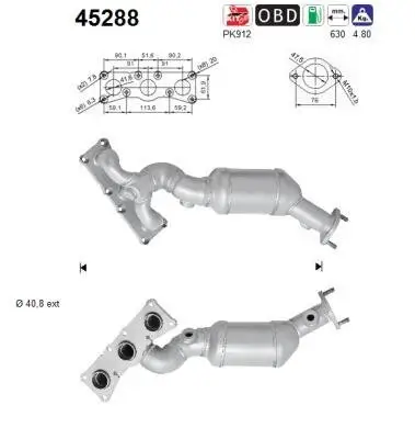 Katalysator hinten AS 45288