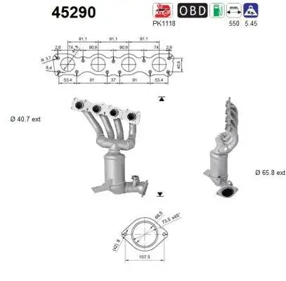 Katalysator vorne AS 45290 Bild Katalysator vorne AS 45290