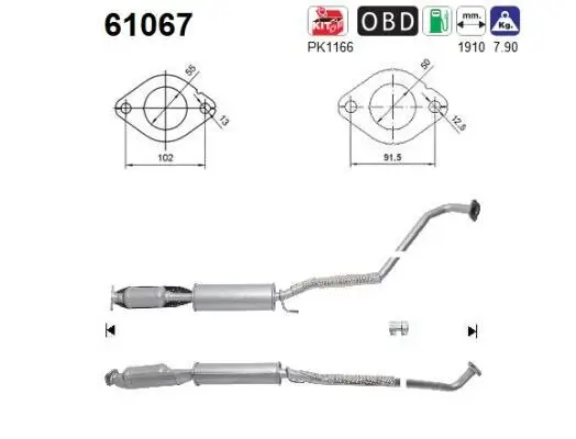 Katalysator hinten AS 61067 Bild Katalysator hinten AS 61067