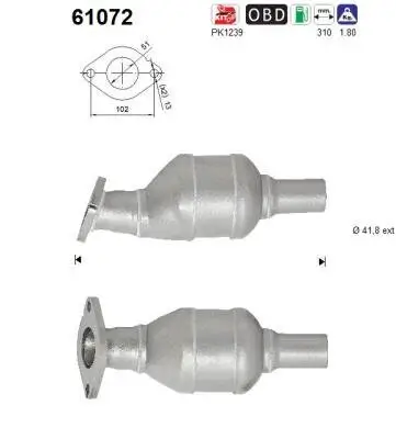 Katalysator hinten AS 61072