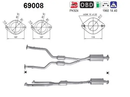 Katalysator hinten AS 69008