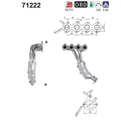 Katalysator vorne AS 71222 Bild Katalysator vorne AS 71222