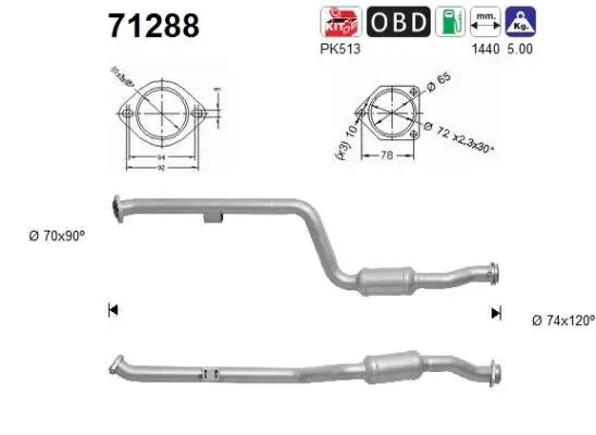 Katalysator hinten AS 71288