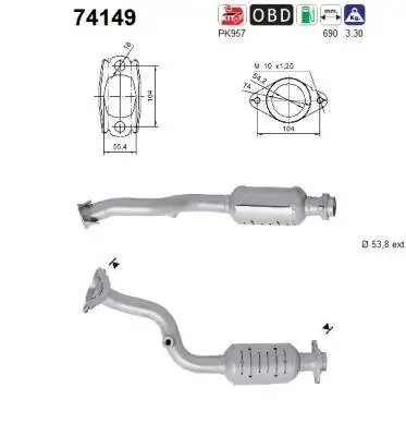 Katalysator hinten AS 74149