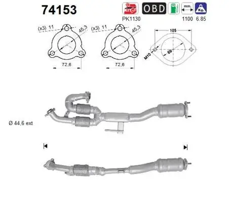 Katalysator hinten AS 74153 Bild Katalysator hinten AS 74153