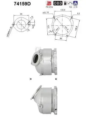 Katalysator hinten AS 74159D Bild Katalysator hinten AS 74159D