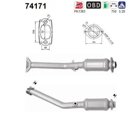 Katalysator hinten AS 74171