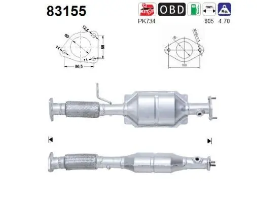 Katalysator hinten AS 83155 Bild Katalysator hinten AS 83155