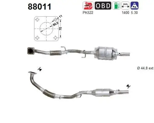 Katalysator hinten AS 88011 Bild Katalysator hinten AS 88011