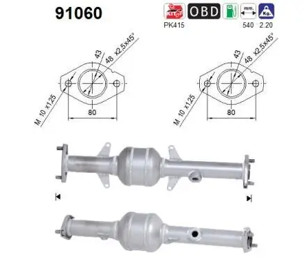 Katalysator hinten AS 91060