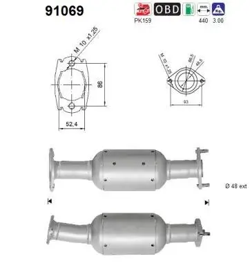 Katalysator hinten AS 91069