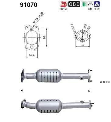 Katalysator hinten AS 91070 Bild Katalysator hinten AS 91070