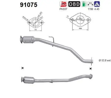 Katalysator hinten AS 91075