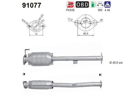 Katalysator hinten AS 91077