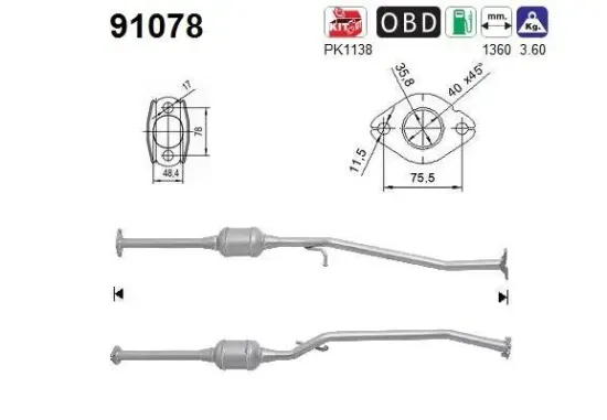 Katalysator hinten AS 91078 Bild Katalysator hinten AS 91078