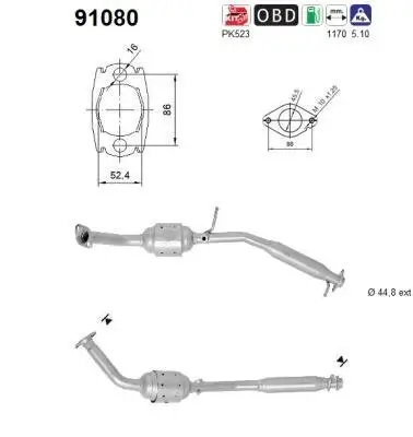 Katalysator hinten AS 91080 Bild Katalysator hinten AS 91080