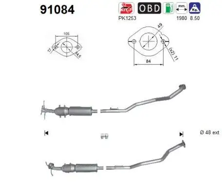 Katalysator hinten AS 91084