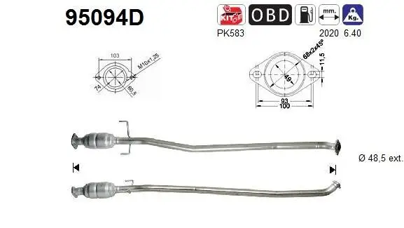 Katalysator hinten AS 95094D