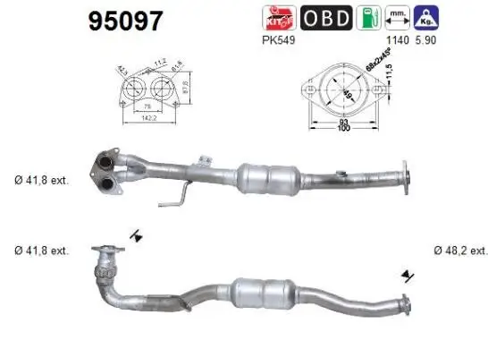 Katalysator hinten AS 95097