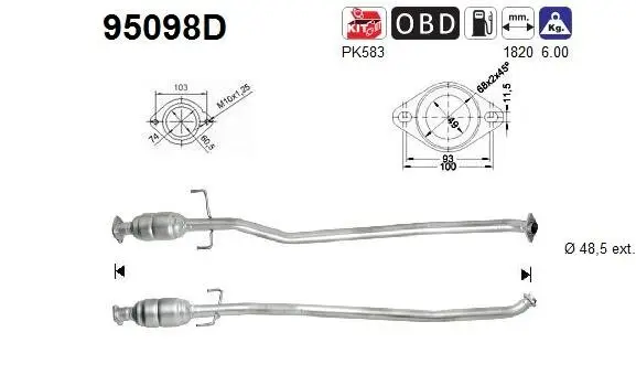 Katalysator hinten AS 95098D