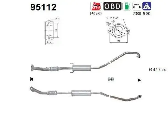 Katalysator hinten AS 95112 Bild Katalysator hinten AS 95112