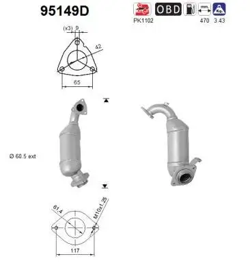 Katalysator vorne AS 95149D Bild Katalysator vorne AS 95149D