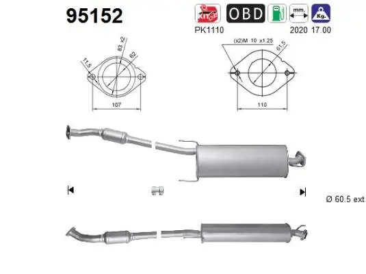 Katalysator hinten AS 95152 Bild Katalysator hinten AS 95152