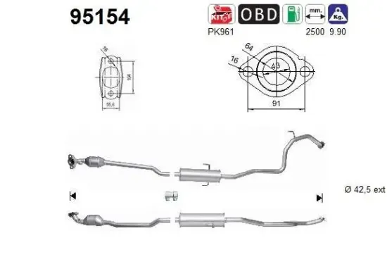 Katalysator hinten AS 95154 Bild Katalysator hinten AS 95154