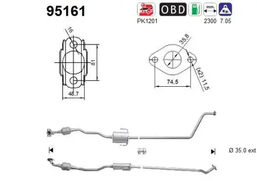 Katalysator hinten AS 95161 Bild Katalysator hinten AS 95161