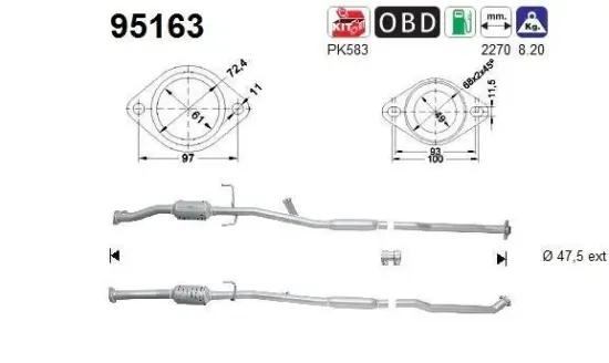 Katalysator hinten AS 95163 Bild Katalysator hinten AS 95163