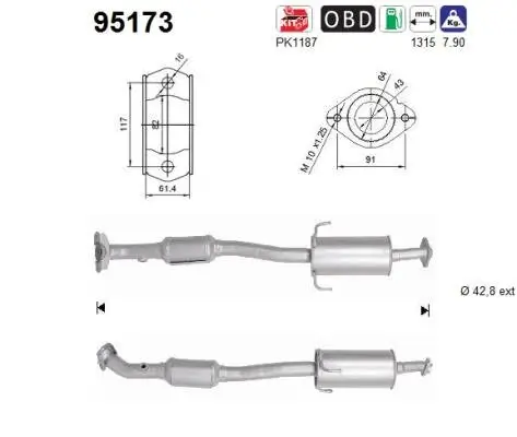 Katalysator hinten AS 95173 Bild Katalysator hinten AS 95173