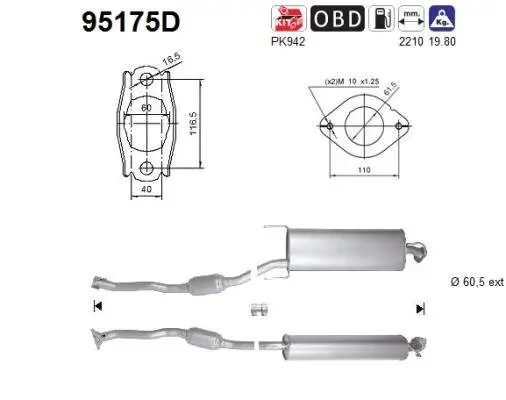 Katalysator hinten AS 95175D