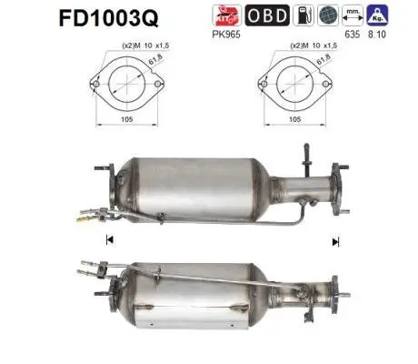 Ruß-/Partikelfilter, Abgasanlage AS FD1003Q Bild Ruß-/Partikelfilter, Abgasanlage AS FD1003Q